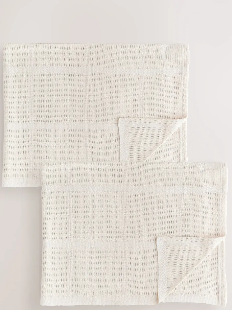 Babyartikelen En Slaapzakken |Kinderbeddengoed*Next 2 Pack 100% Cotton Baby Cellular Blanket Natuurlijk