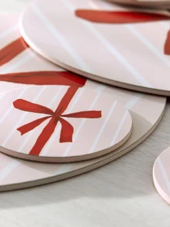 Tafellinnen En Placemats |Next 4 Pieces Kerstmis Strik Placemats en Onderzetters Set met kurken achterkant