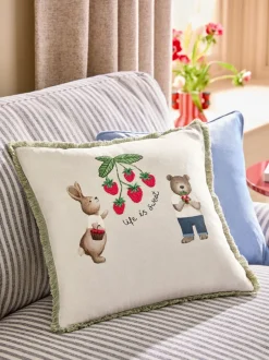 Kussentjes En Plaids|Kussentjes En Plaids*Next 43 X 43cm Bertie Bear And Rosie Rabbit Fringe Cushion