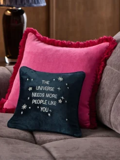 Kussentjes En Plaids|Kussentjes En Plaids|Next 30 X 30cm Embroidered Universe Slogan Cushion