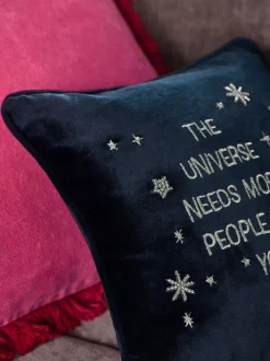 Kussentjes En Plaids|Kussentjes En Plaids|Next 30 X 30cm Embroidered Universe Slogan Cushion