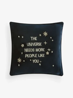 Kussentjes En Plaids|Kussentjes En Plaids|Next 30 X 30cm Embroidered Universe Slogan Cushion