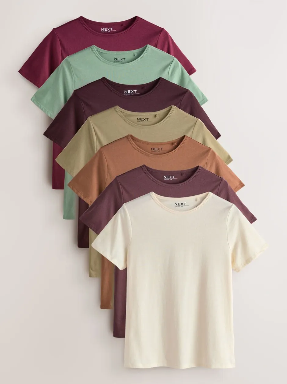 Tops En T-Shirts|Next Aardse tinten - Set van 7 katoenen T-shirts met ronde hals voor alle dagen