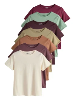 Tops En T-Shirts|Next Aardse tinten - Set van 7 katoenen T-shirts met ronde hals voor alle dagen