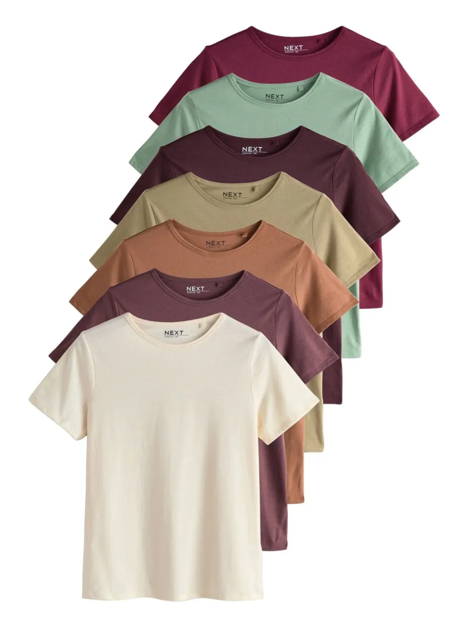 Tops En T-Shirts|Next Aardse tinten - Set van 7 katoenen T-shirts met ronde hals voor alle dagen