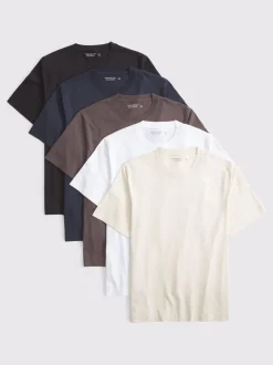 T-Shirts En Hemden|Abercrombie & Fitch Classic Crew Neck T-Shirts 5 Pack