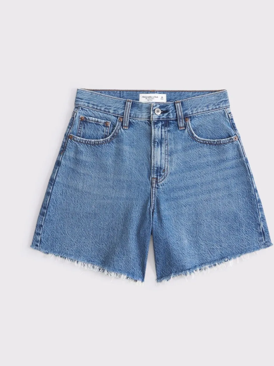 Shorts*Abercrombie & Fitch High Rise Loose Denim Shorts With Fray Hem
