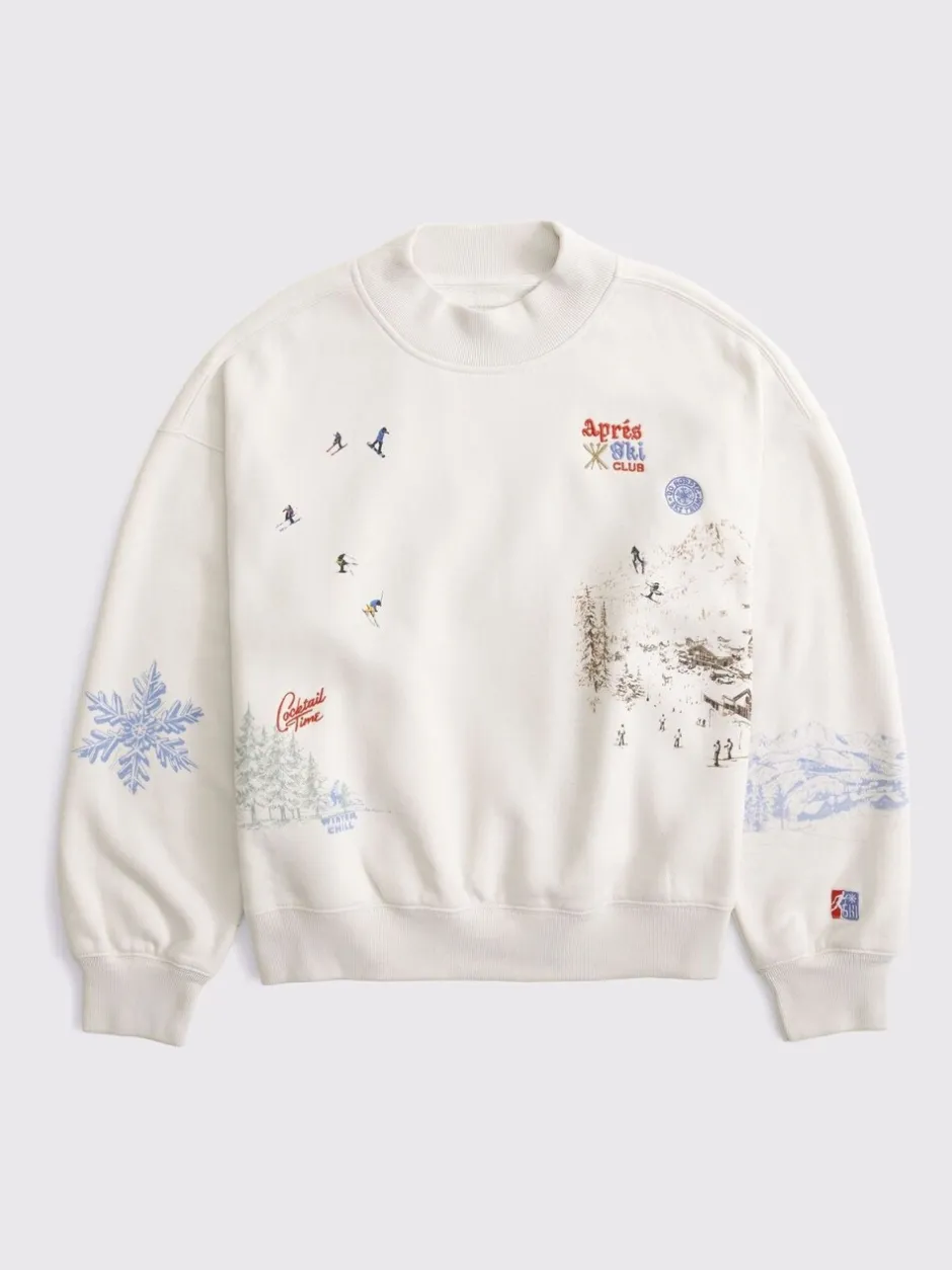 Hoody's En Sweatshirts|Abercrombie & Fitch Ski Resort Sunday Mockneck Crew Neck Sweatshirt