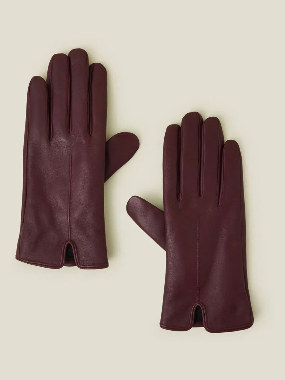 Mutsen, Handschoenen En Sjaals|Accessorize - Fleece gevoerde leren handschoenen met touchscreen-functionaliteit
