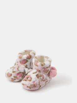 Pantoffels|Accessorize Girls Fluffy Leopard Print Slipper Boots