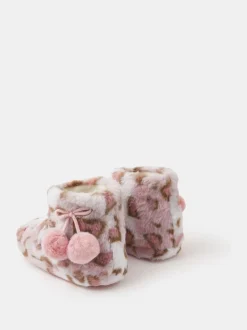 Pantoffels|Accessorize Girls Fluffy Leopard Print Slipper Boots
