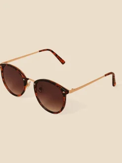 Zonnebril|Accessorize Preppy ronde zonnebril met metalen brug