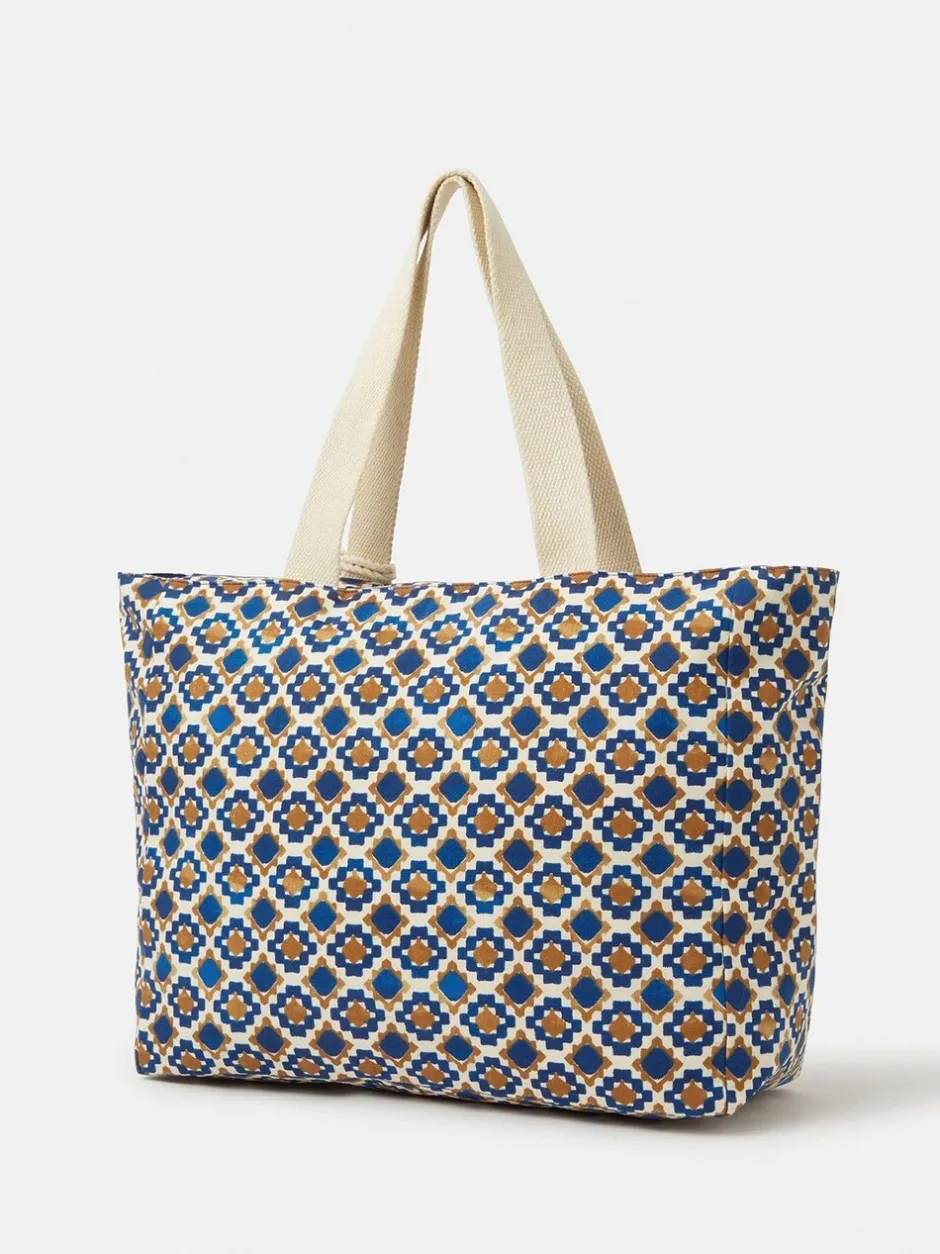 Tassen En Portemonnees|Accessorize Tile Print Beach Tote Bag