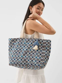 Tassen En Portemonnees|Accessorize Tile Print Beach Tote Bag