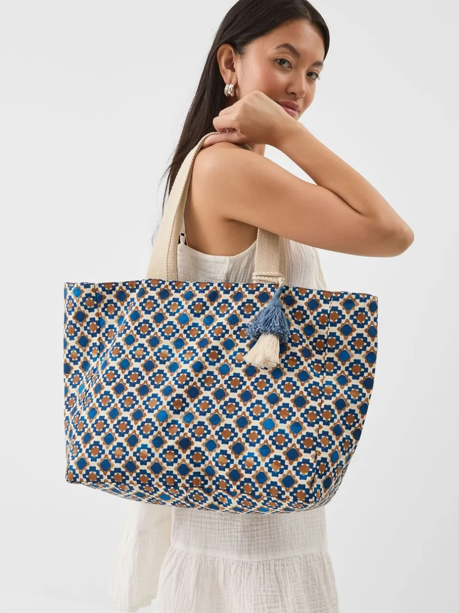 Tassen En Portemonnees|Accessorize Tile Print Beach Tote Bag