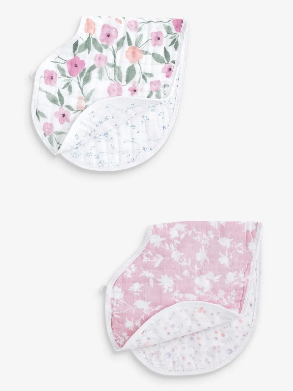 Slabbetjes*Aden + Anais 100% Cotton Muslin Ma Fleur Burpy Bibs 2 Pack