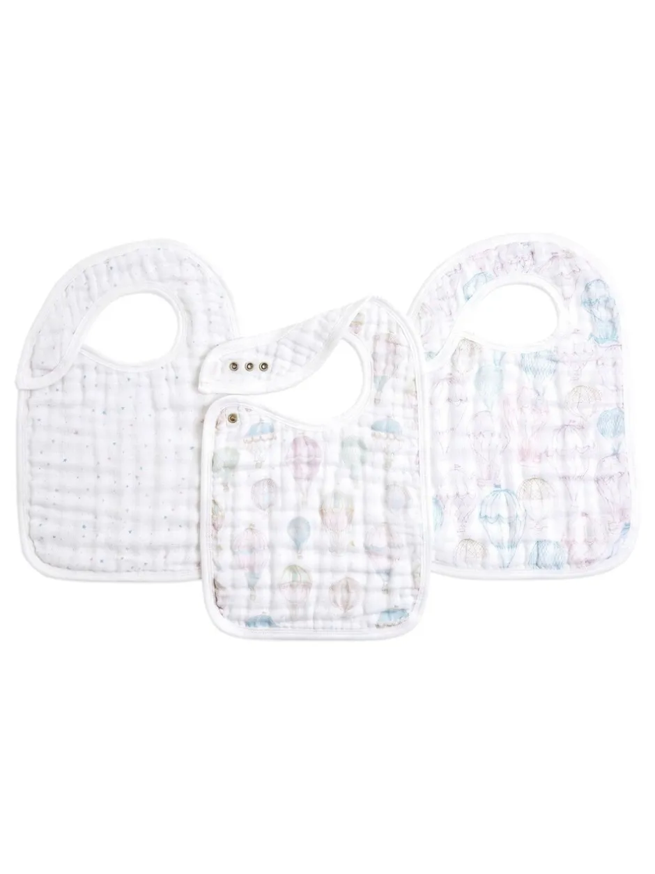 Slabbetjes*Aden + Anais Cotton Muslin Snap Bibs 3 Pack