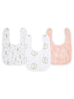 Slabbetjes|Aden + Anais essentials 100% katoenen mousseline slabbetjes met drukknoop en konijnen, verpakking van 3