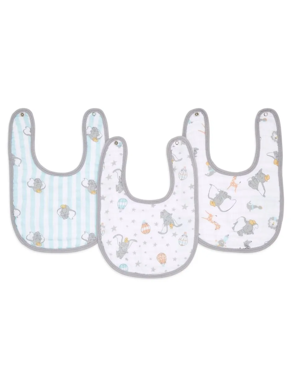 Slabbetjes|Aden + Anais Essentials Muslin Snap Dumbo verpakking van 3 100% katoenen mousseline babyslabbetjes met drukknoop