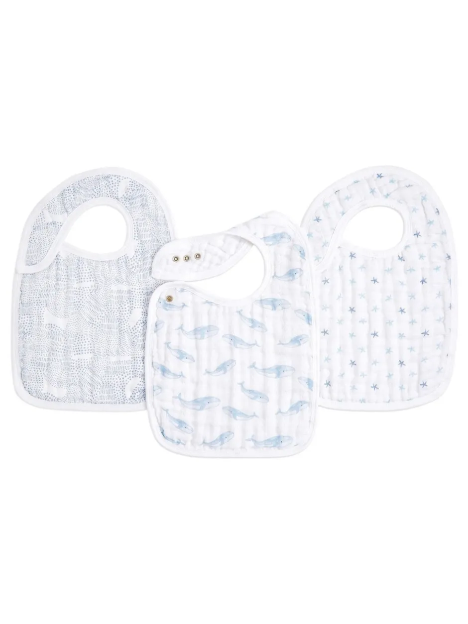 Slabbetjes|Aden + Anais katoenen mousseline Oceanic Snap slabbetjes 3 stuks