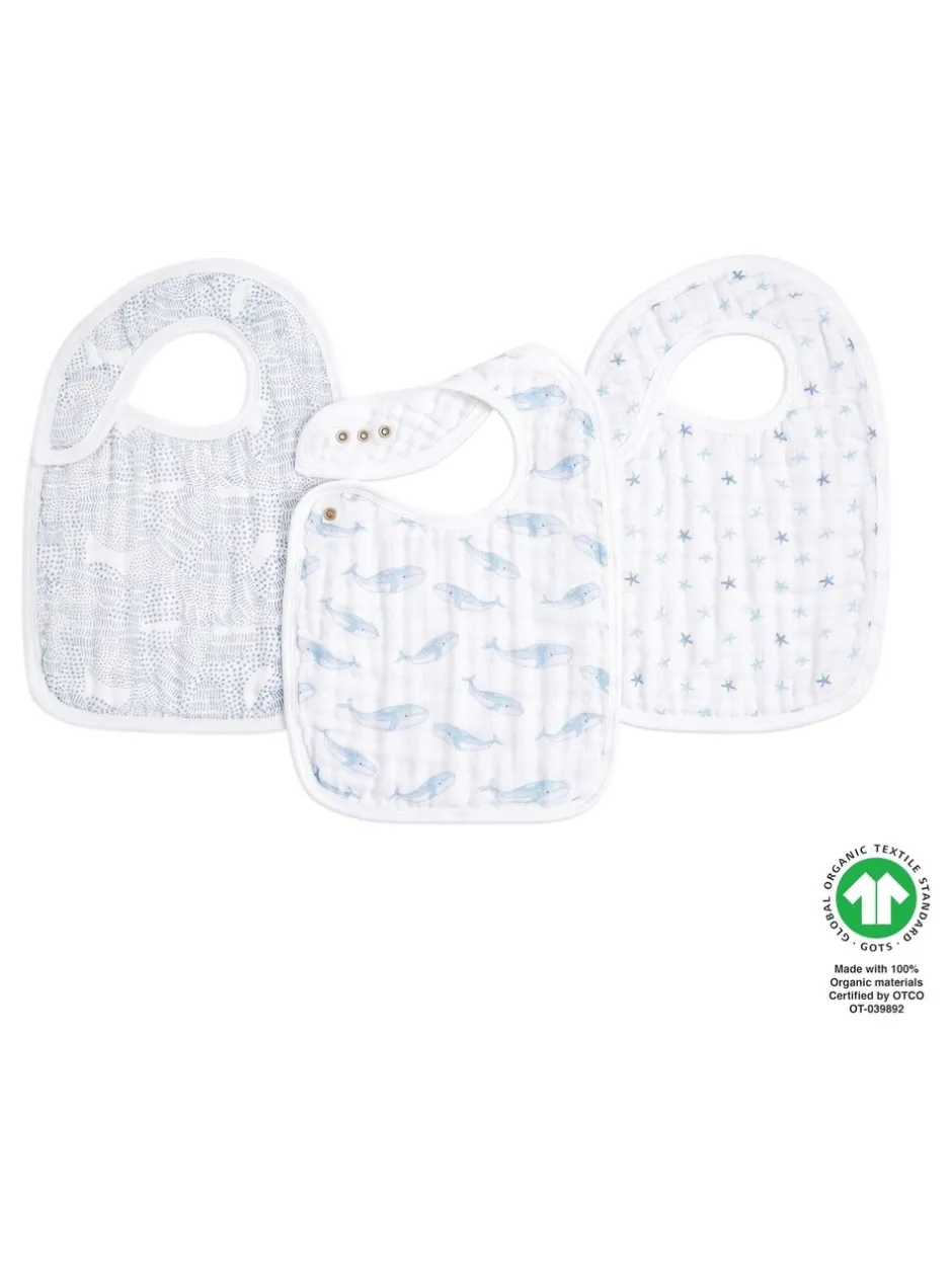 Slabbetjes|Aden + Anais Rising Star 3 set van 100% katoenen mousseline slabbetjes met drukknopen