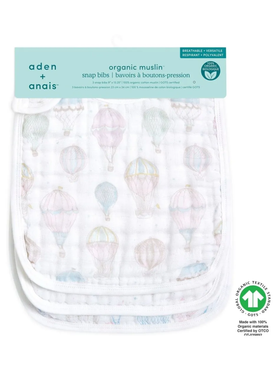 Slabbetjes|Aden + Anais Rising Star 3 set van 100% katoenen mousseline slabbetjes met drukknopen
