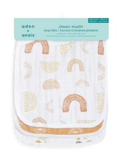 Slabbetjes*Aden + Anais aden+anais verpakking van 100% katoenen slabbetjes met drukknopen en Keep Rising-print