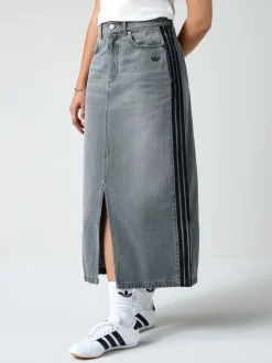 Rokken*adidas originals Adidas Original Adicolour 3-strepen denim midi pencilrok van 100% katoen