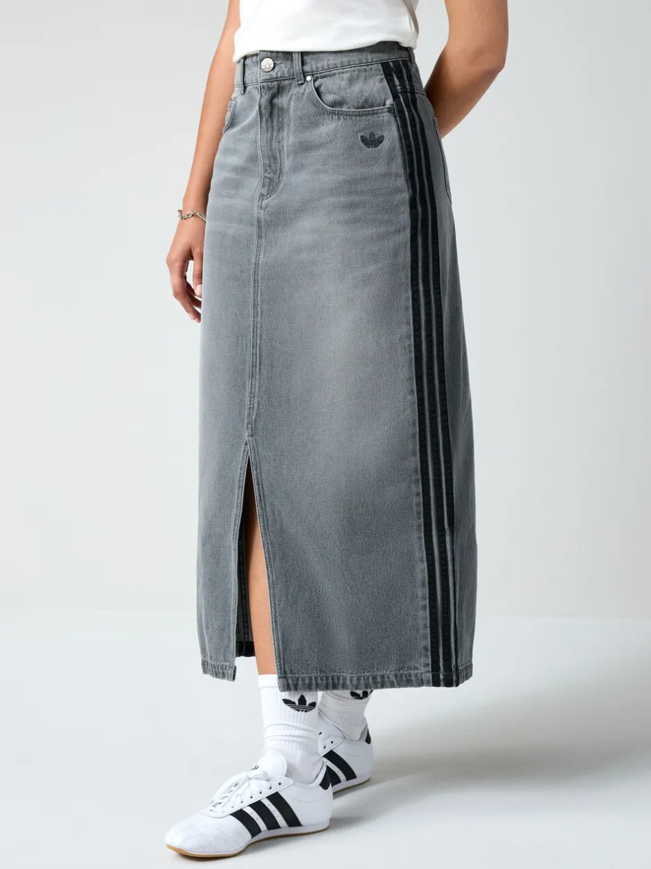 Rokken*adidas originals Adidas Original Adicolour 3-strepen denim midi pencilrok van 100% katoen