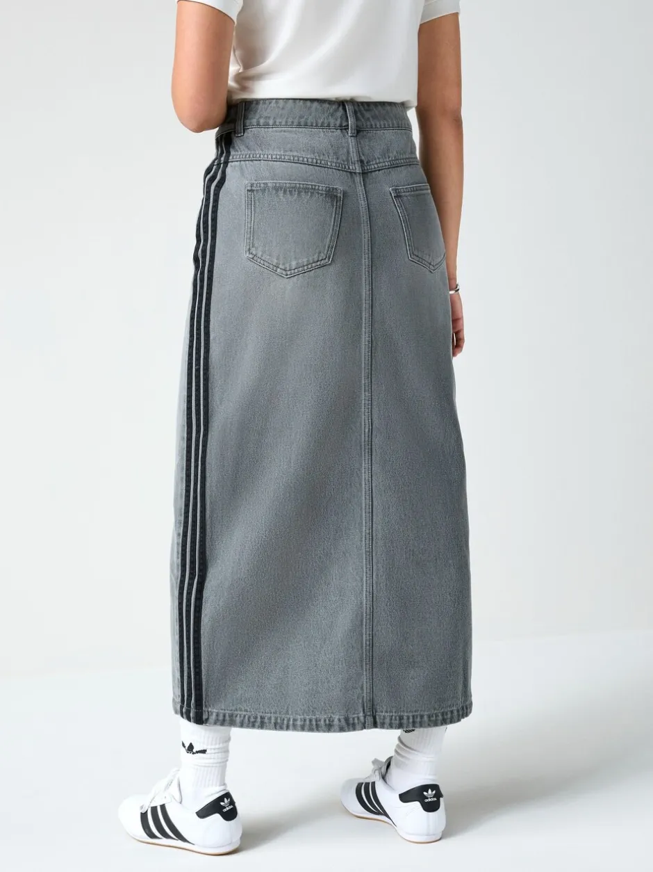 Rokken*adidas originals Adidas Original Adicolour 3-strepen denim midi pencilrok van 100% katoen