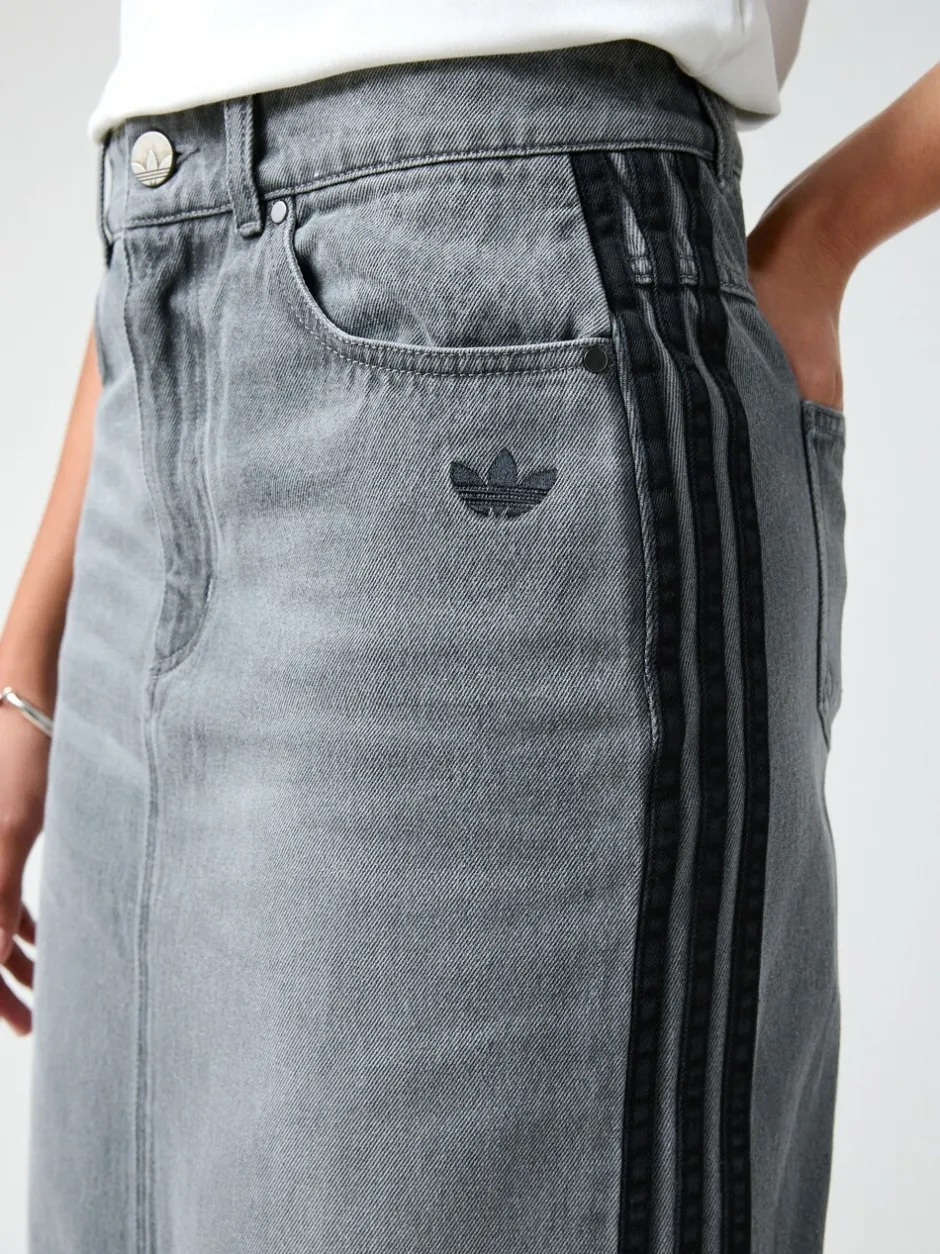 Rokken*adidas originals Adidas Original Adicolour 3-strepen denim midi pencilrok van 100% katoen