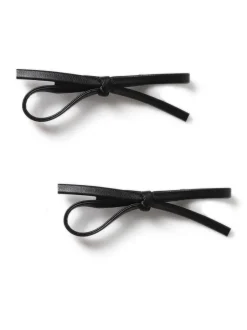 Haaraccessoires|Aela Faux Leather Bow Hair Black Slides