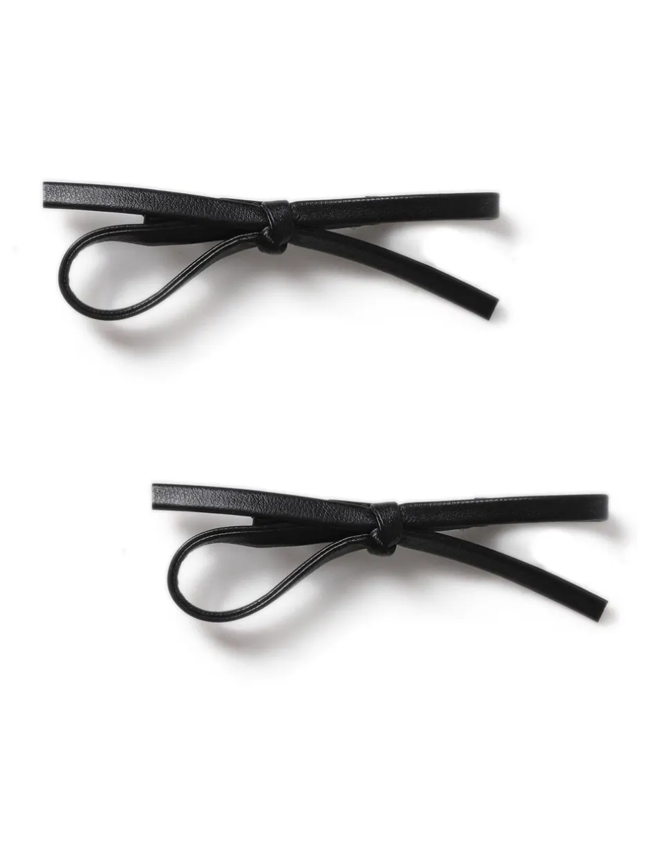 Haaraccessoires|Aela Faux Leather Bow Hair Black Slides