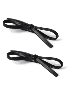 Haaraccessoires|Aela Faux Leather Bow Hair Black Slides