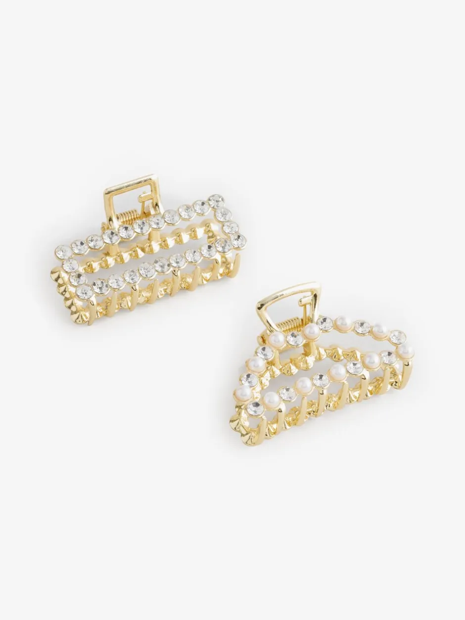 Haaraccessoires*Aela Gold Tone Rhinestone Hair Claw 2 Pack