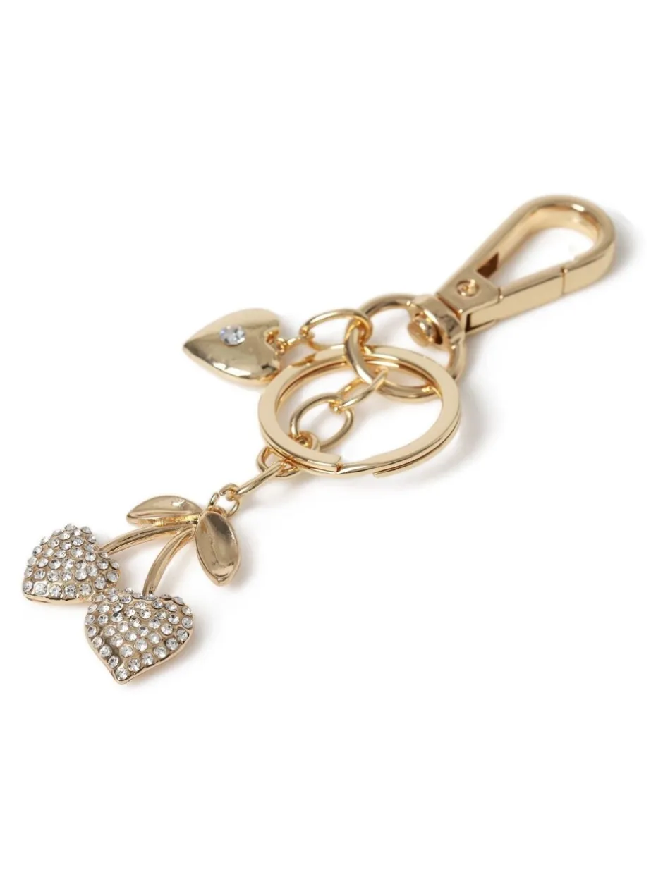 Haaraccessoires*Aela Gold Tone Sparkle Cherry Bag Charm