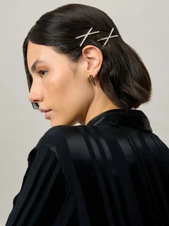 Haaraccessoires|Aela Gold Tone Sparkle Hair Slides