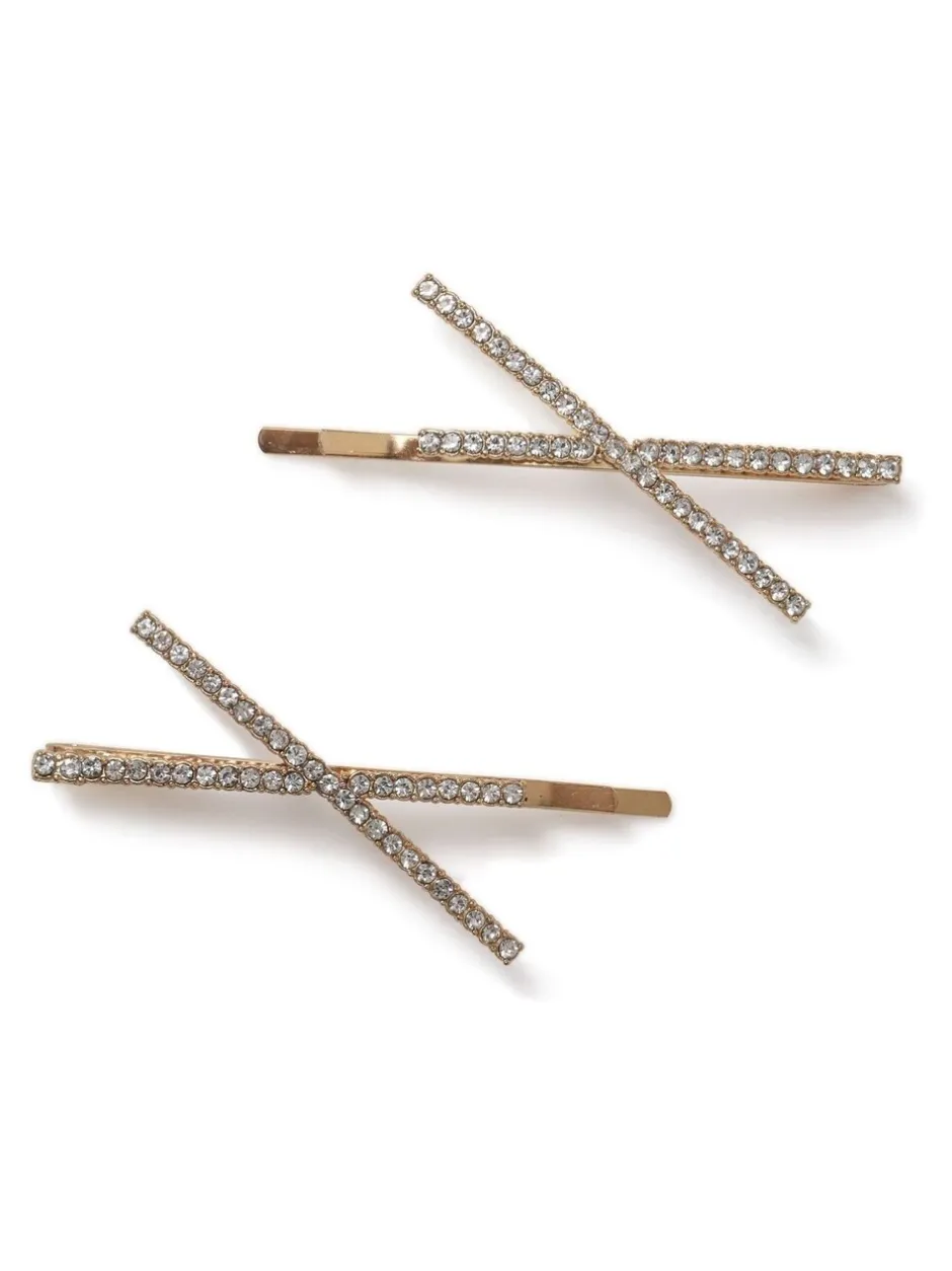 Haaraccessoires|Aela Gold Tone Sparkle Hair Slides