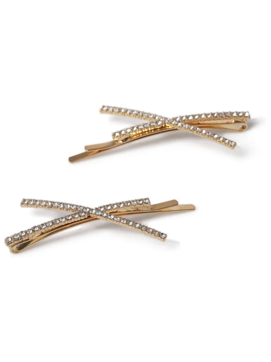 Haaraccessoires|Aela Gold Tone Sparkle Hair Slides