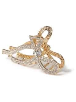 Haaraccessoires|Aela Gold Tone Sparkle Hair Bow Claw
