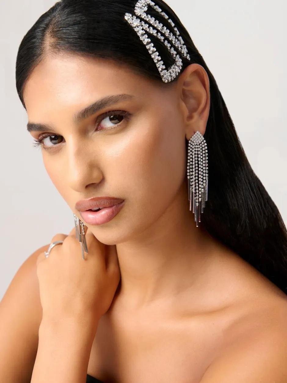 Haaraccessoires|Aela Large Silver Tone Sparkle Snap Hair Clips