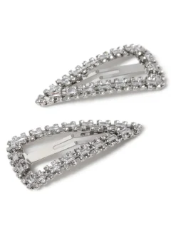 Haaraccessoires|Aela Large Silver Tone Sparkle Snap Hair Clips