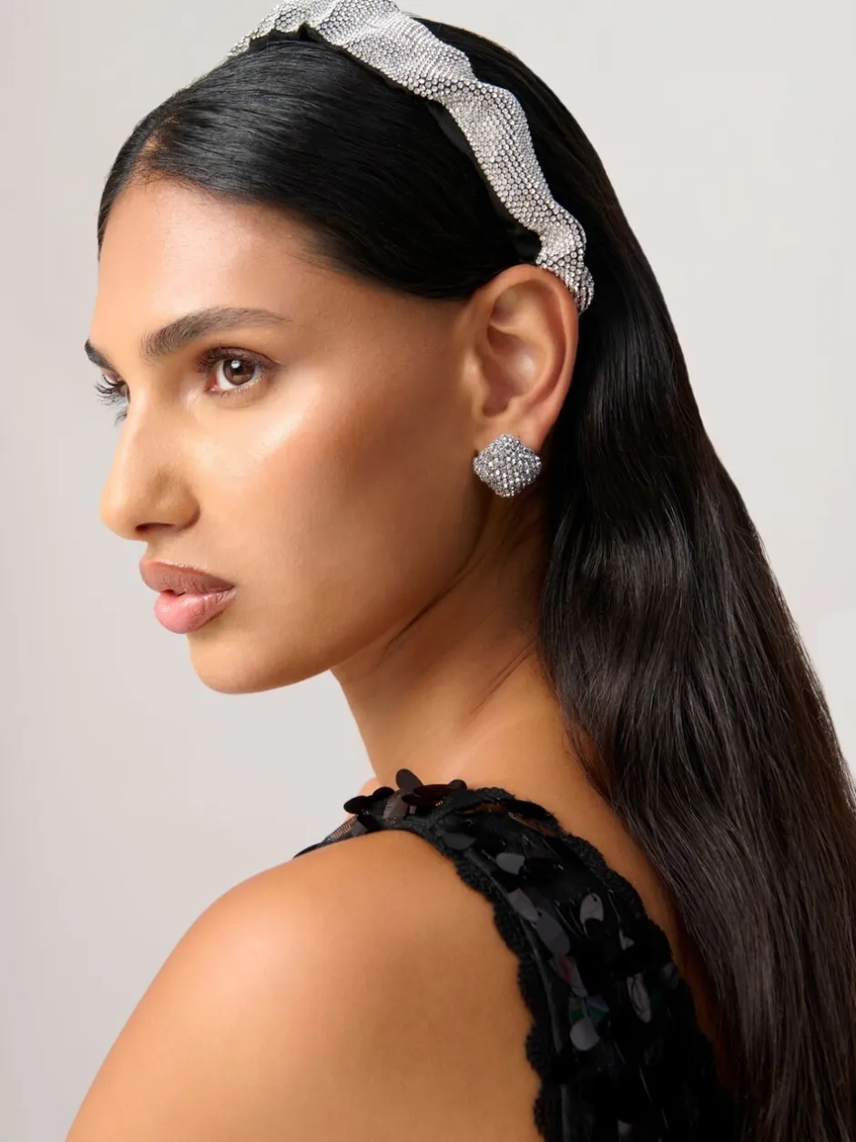 Haaraccessoires|Aela Ruched Sparkle Black Headband