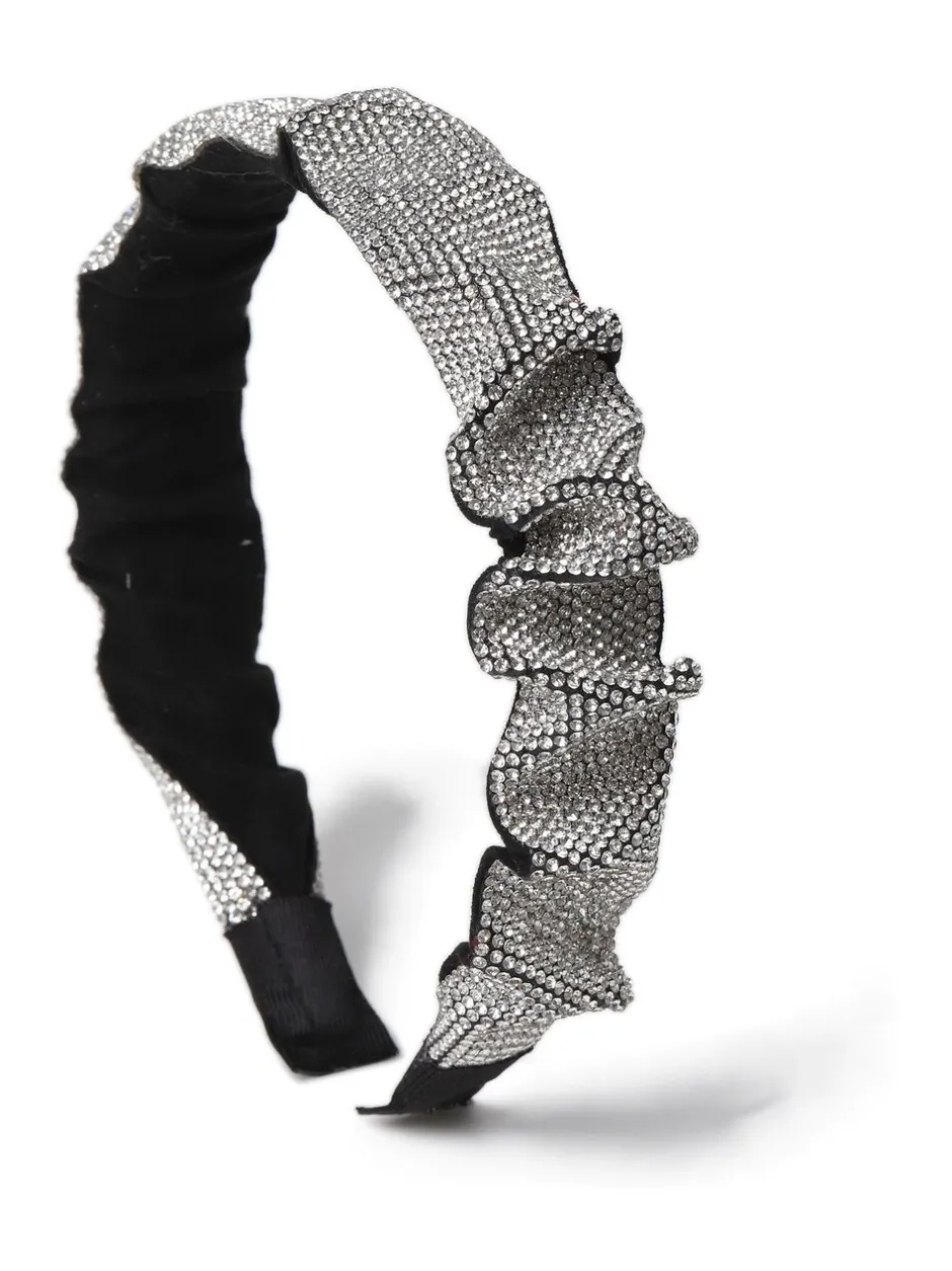 Haaraccessoires|Aela Ruched Sparkle Black Headband
