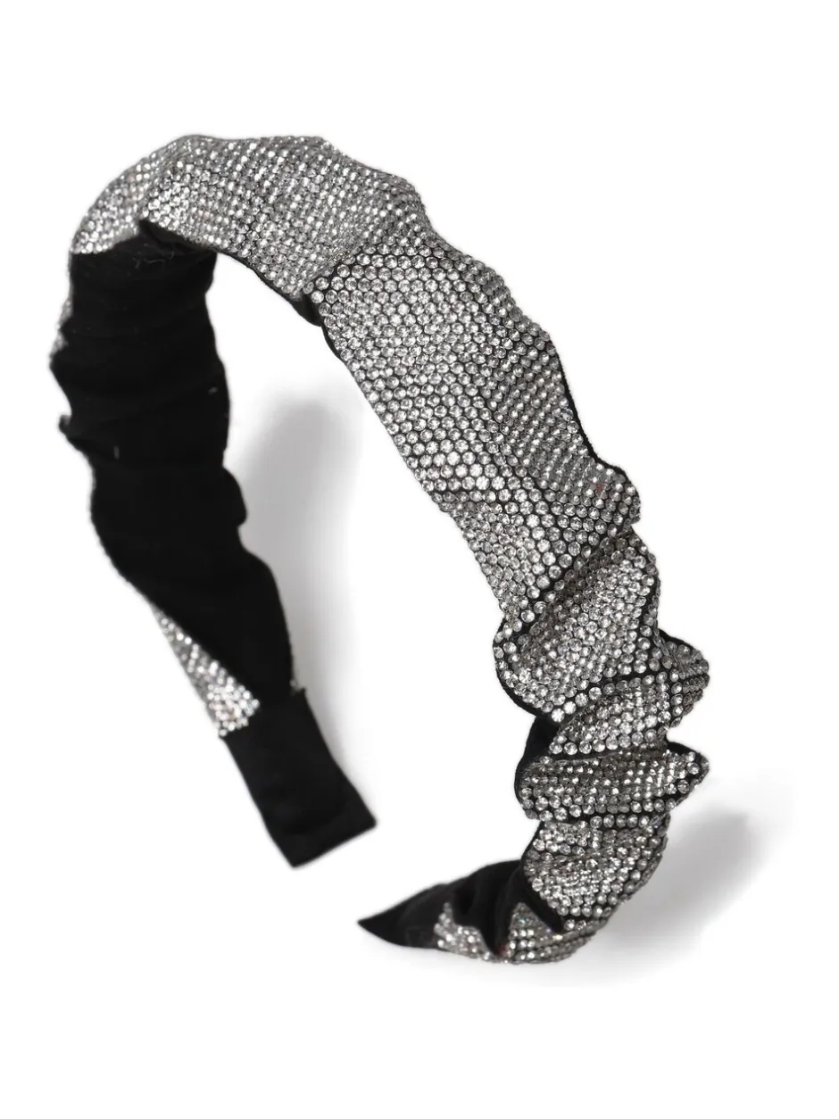 Haaraccessoires|Aela Ruched Sparkle Black Headband