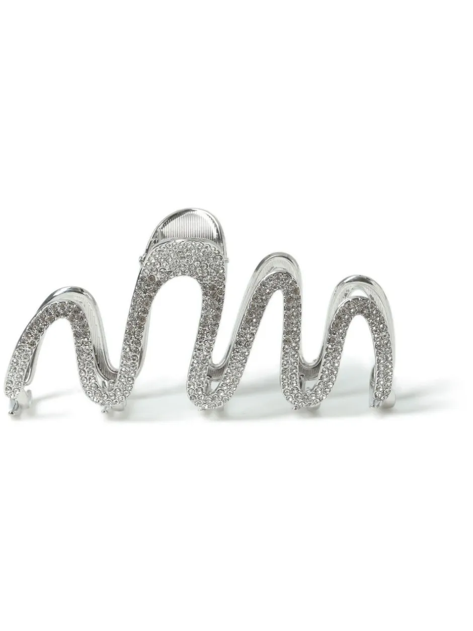 Haaraccessoires*Aela Silver Tone Rhinestone Wiggle Hair Claw