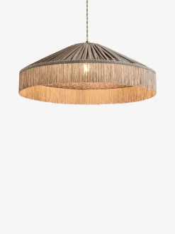Lampenkappen|Verlichting*Next Allegra Velvet Fringed Easy Fit Ceiling Light Shade Natuurlijk