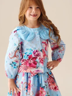 Overhemden En Blouses*Angel & Rocket Darcy Blue Print Petal Collar Top