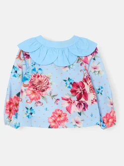 Overhemden En Blouses*Angel & Rocket Darcy Blue Print Petal Collar Top
