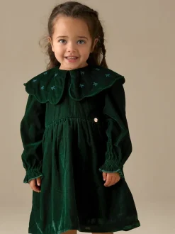 Gelegenheidskleding|Angel & Rocket Dotty Scalloped Embroidered Collar Velvet Dress
